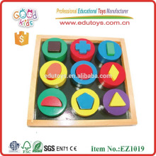 EZ1019 OEM 12 formas geométricas blocos educacionais de madeira para bebê